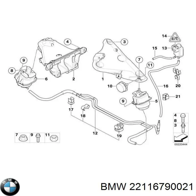 22116790021 BMW soporte para taco de motor izquierdo