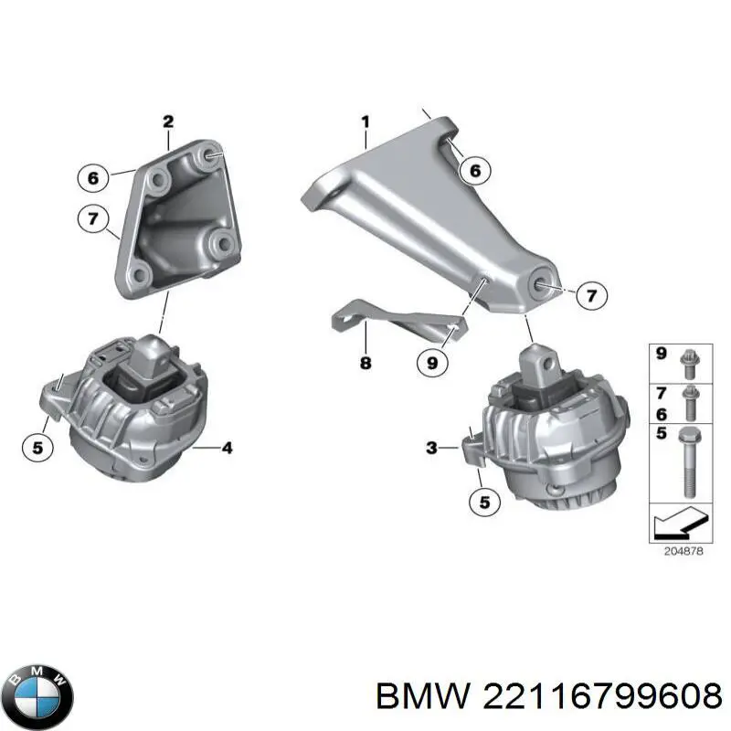Soporte de motor derecho BMW 22116799608 precio, desde 99,95 EUR
