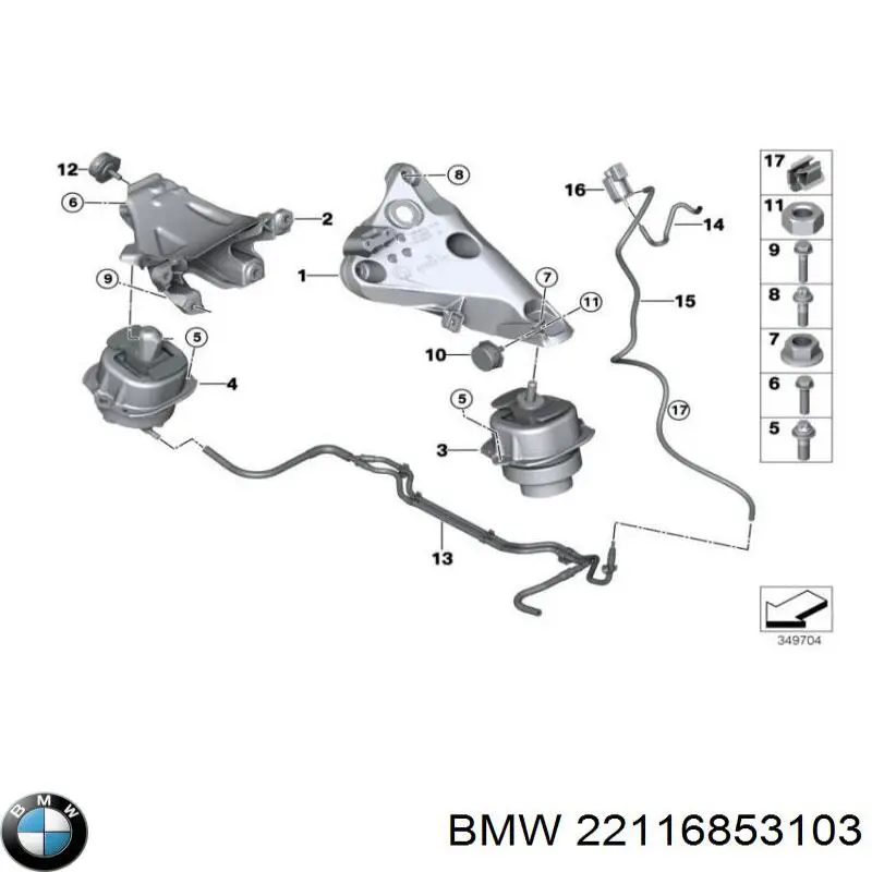 22116853103 BMW soporte motor izquierdo