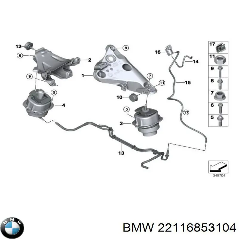 Soporte de motor derecho BMW 22116853104 precio, desde 100,97 EUR