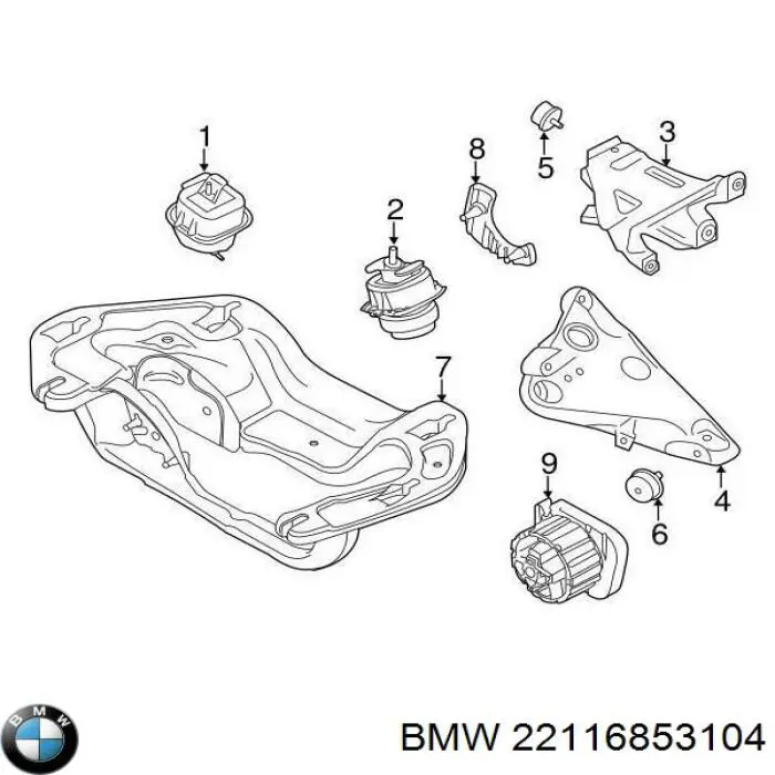 22116853104 BMW Soporte de motor derecho