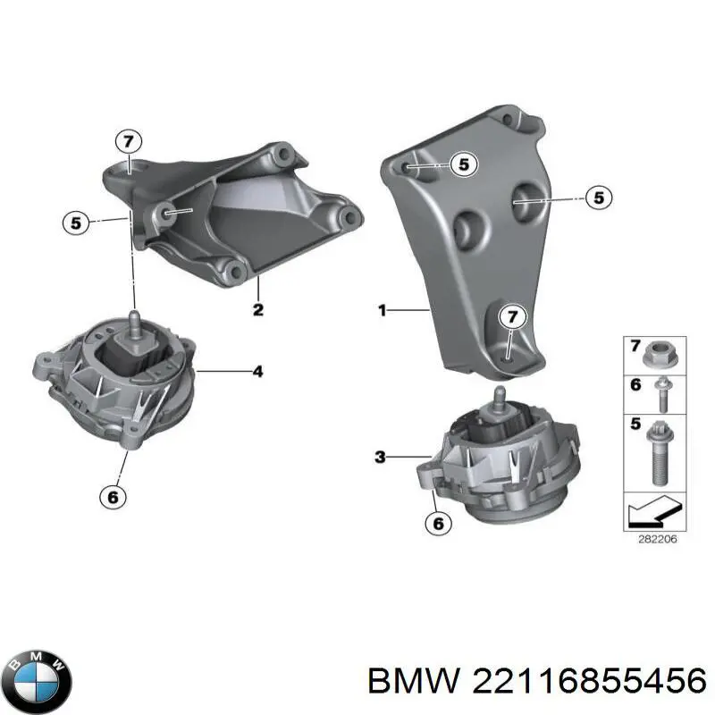 Soporte de motor derecho 22116855456 BMW