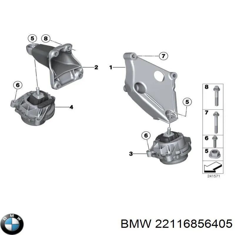 Soporte izquierdo del motor BMW 22116856405 precio, desde 94,95 EUR