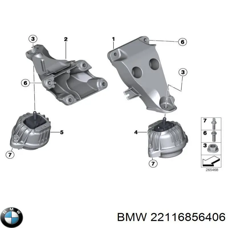 22116856406 BMW soporte de motor derecho