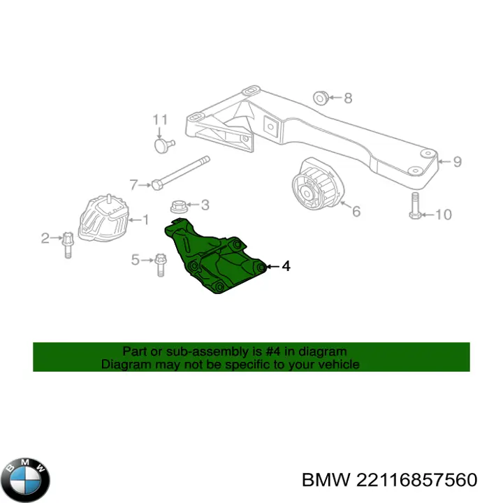 Soporte derecho del motor BMW 22116857560 precio, desde 123,61 EUR