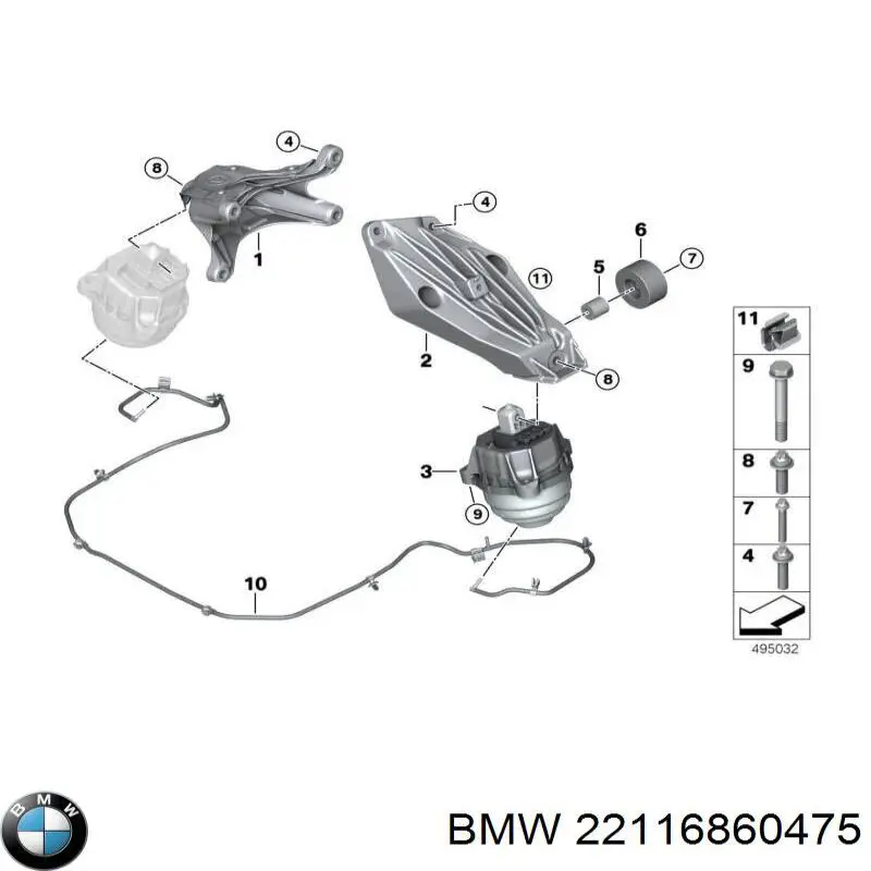 22116860475 BMW Cojín del motor