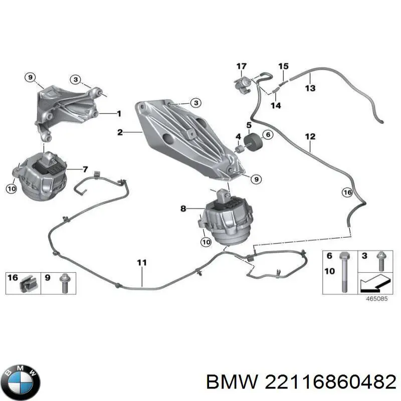 Soporte de motor derecho BMW 22116860482 precio, desde 122,85 EUR