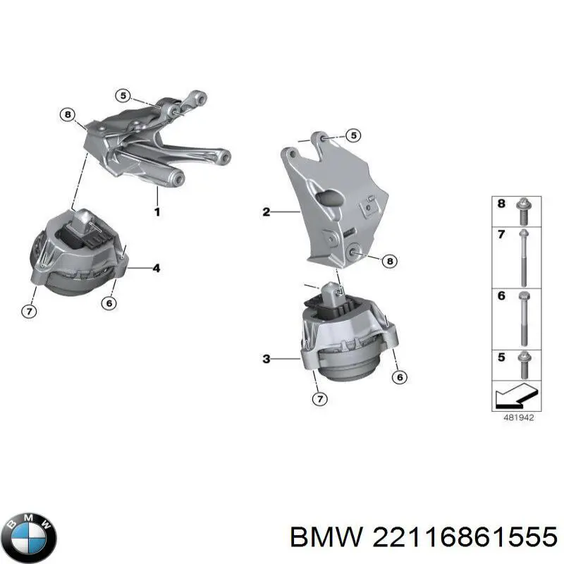 Soporte del soporte izquierdo del motor BMW 22116861555 precio, desde 129,00 EUR
