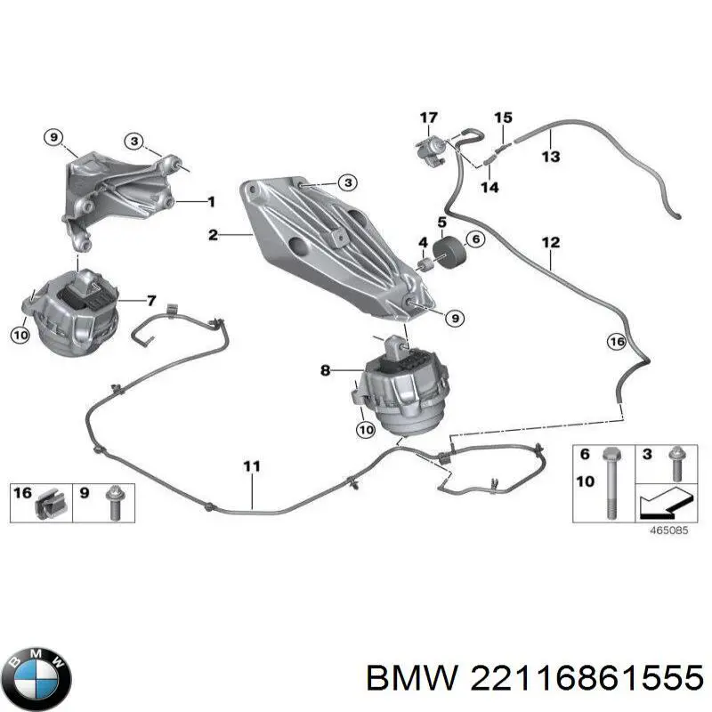 Comprar 22116861555 BMW Soporte del soporte izquierdo del motor