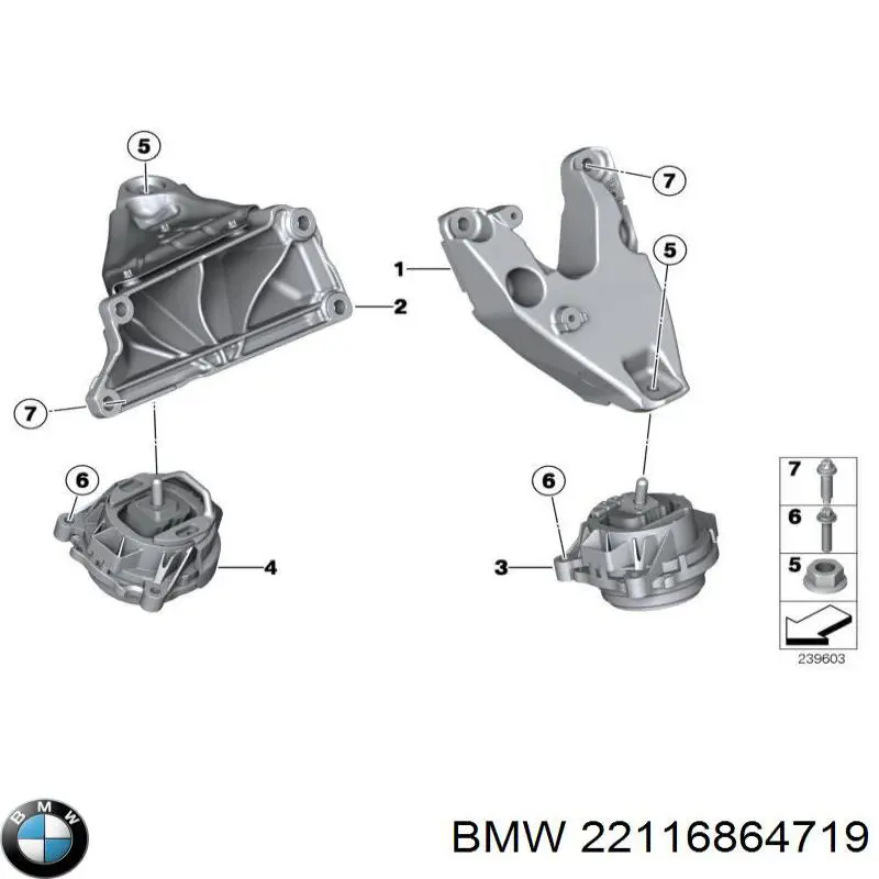 22116864719 BMW soporte para taco de motor izquierdo