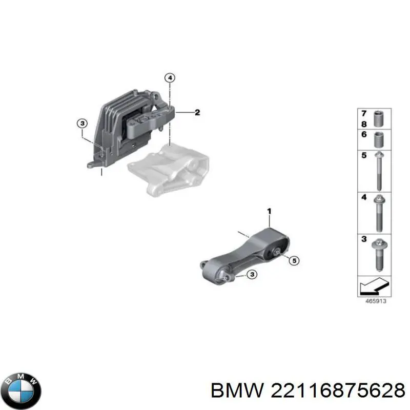 22116875628 BMW soporte de motor derecho