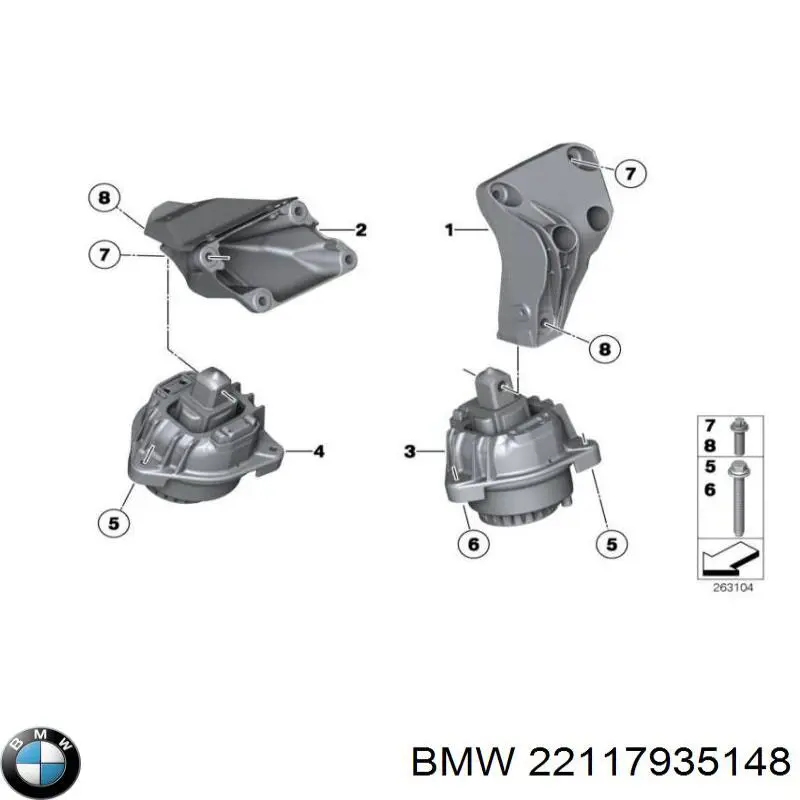 22117935148 BMW Soporte de motor derecho