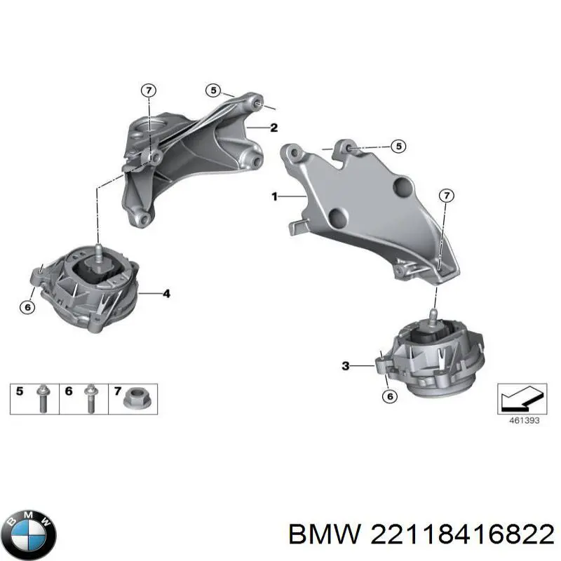 22118416822 BMW soporte de motor derecho