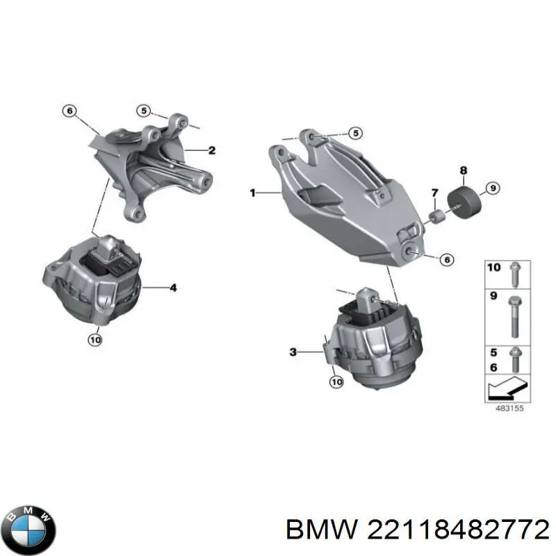 22118482772 BMW soporte de motor derecho