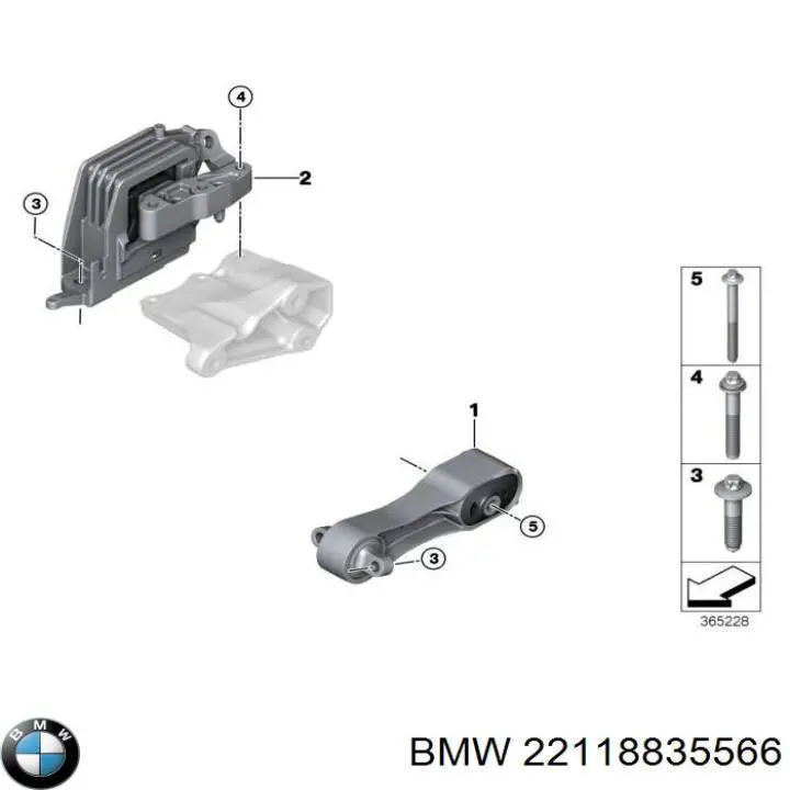 22118835566 BMW soporte de motor derecho