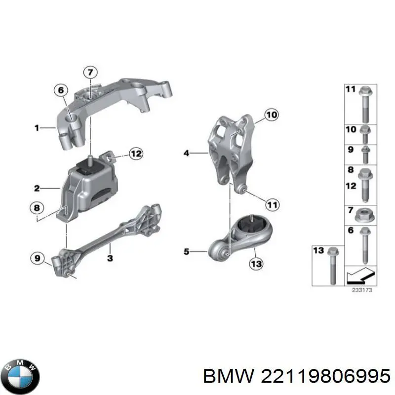 22119806995 BMW soporte de motor trasero