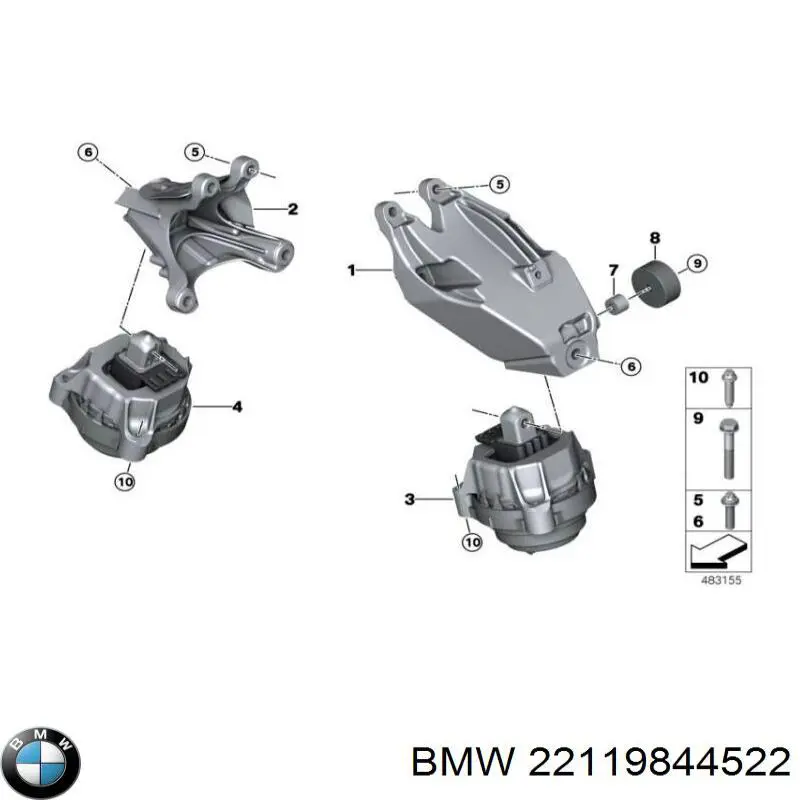 22119844522 BMW Soporte de motor derecho