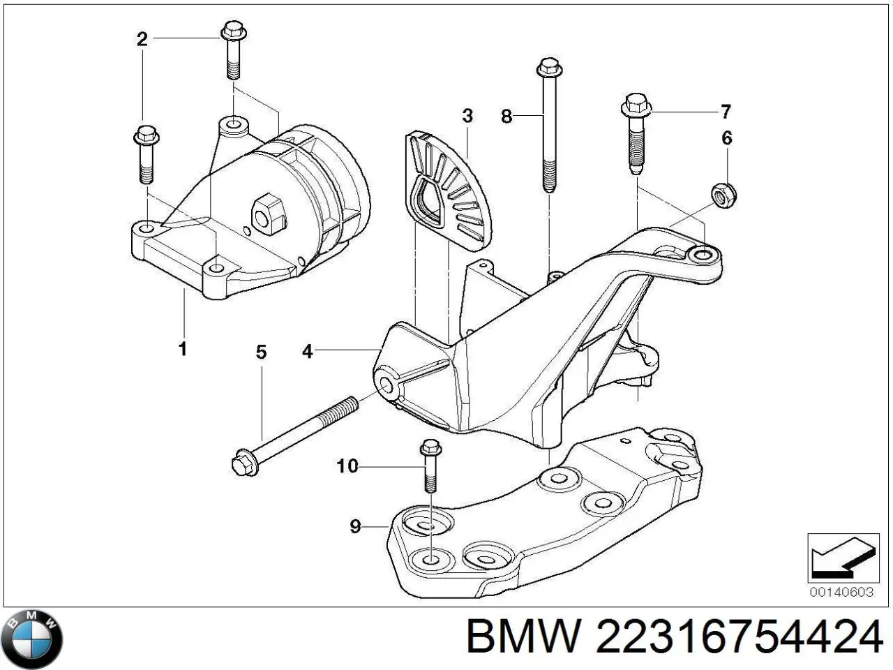 22316754424 BMW Soporte de caja de velocidades