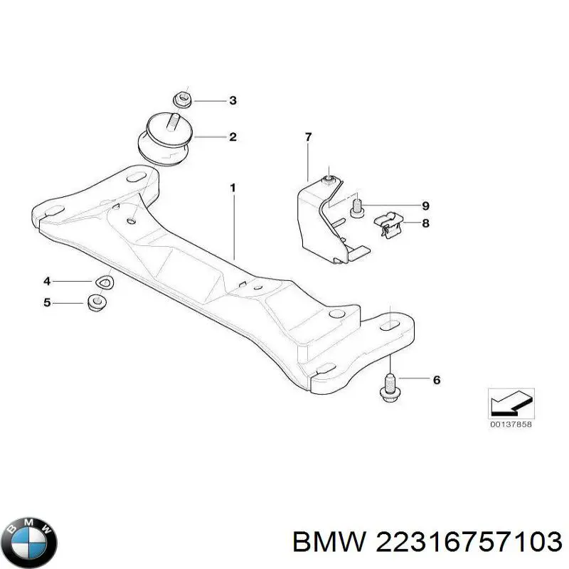 22316757103 BMW porta-motores/soporte del motor (caja de cambios)