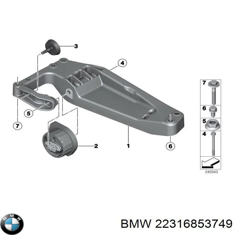Soporte, motor, trasero, derecho para BMW X3 (F25)
