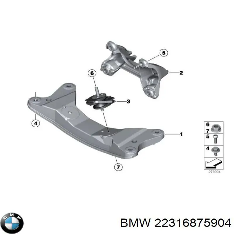 22316875904 BMW montaje de transmision (montaje de caja de cambios)
