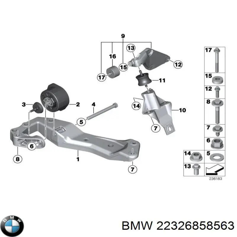 22326858563 BMW porta-motores/soporte del motor (caja de cambios)