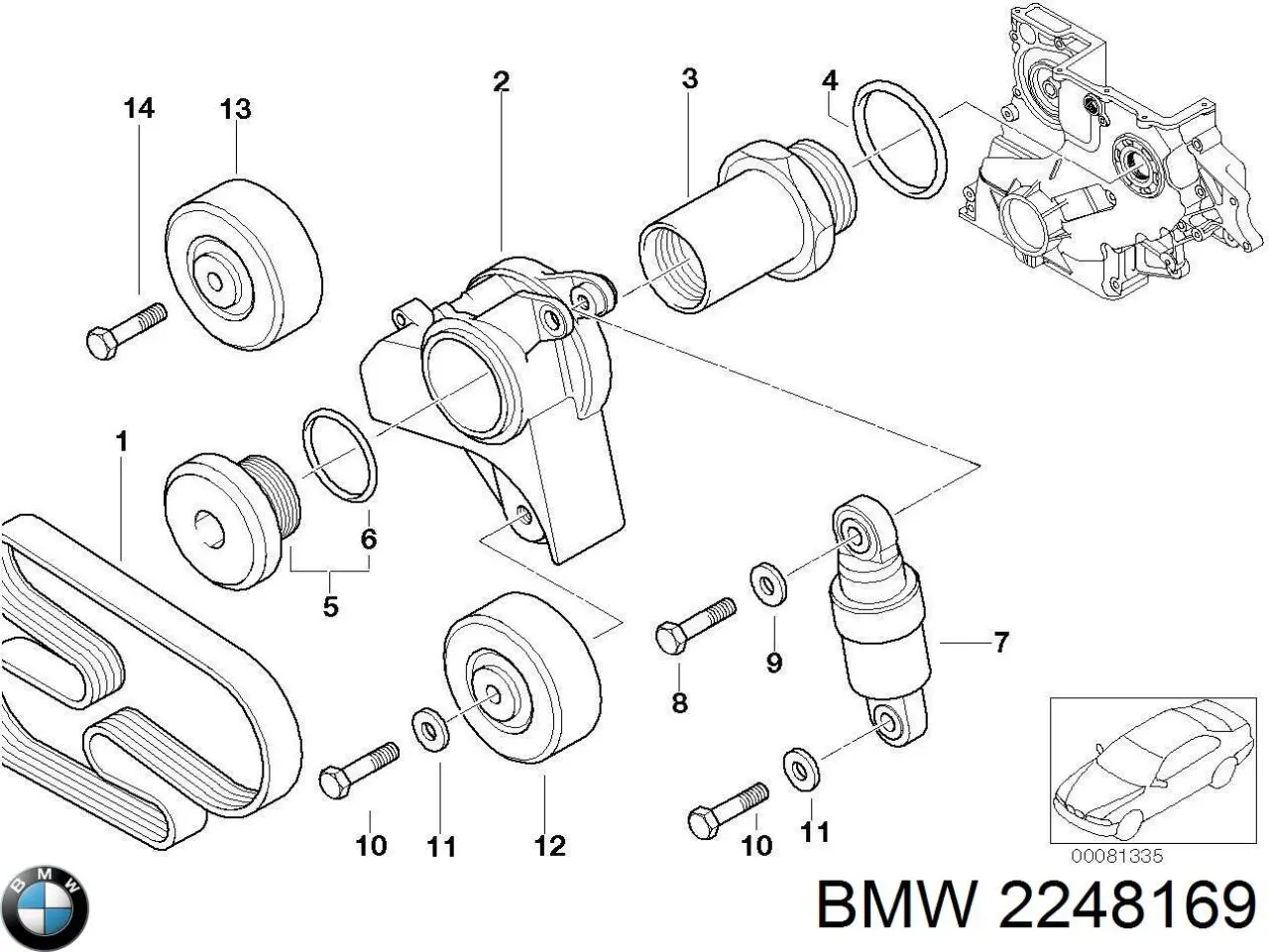 2248169 BMW tensor de correa poli v