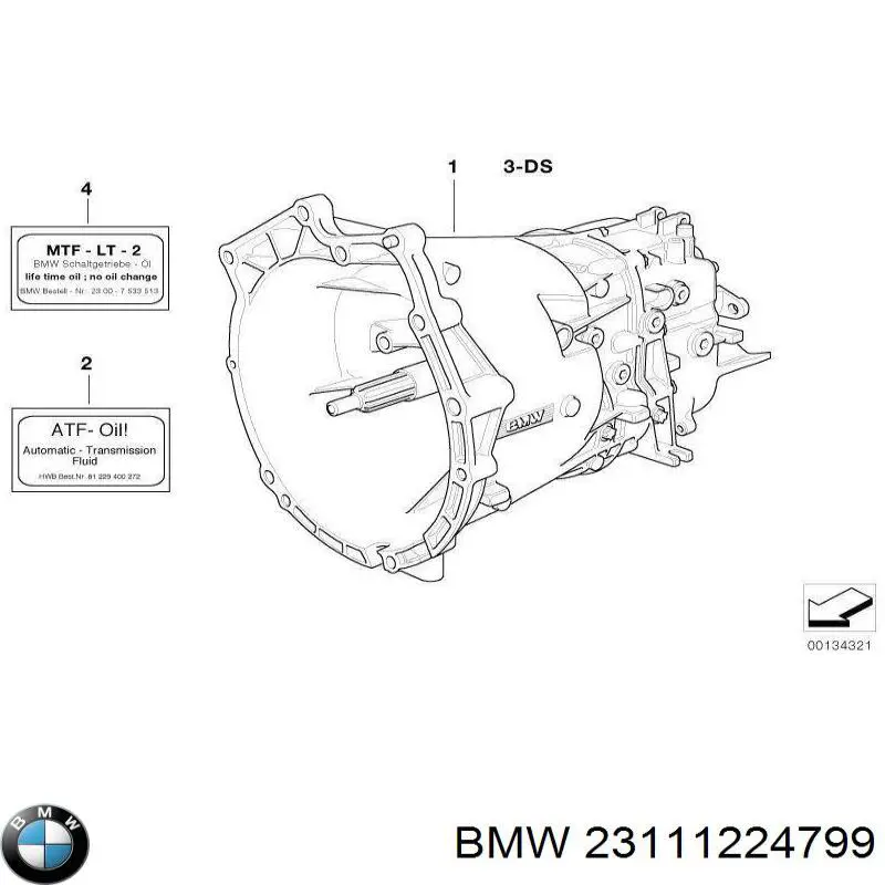 Retén del eje secundario de la transmisión BMW 23111224799