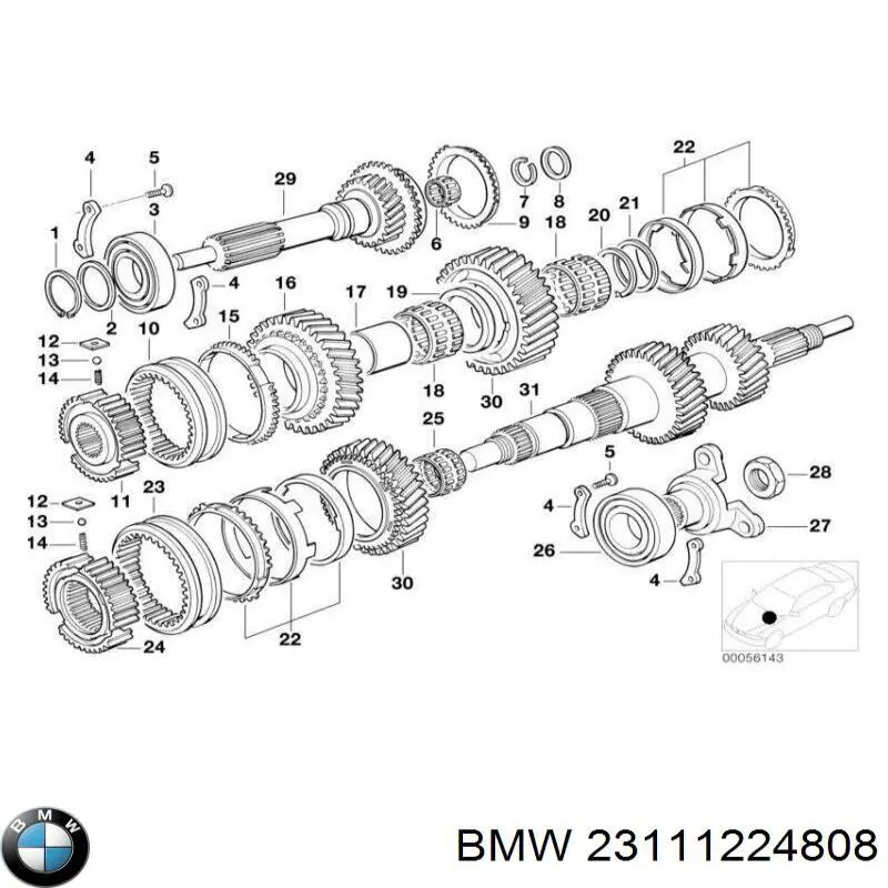 Cojinete, árbol intermedio para BMW 7 (E38)