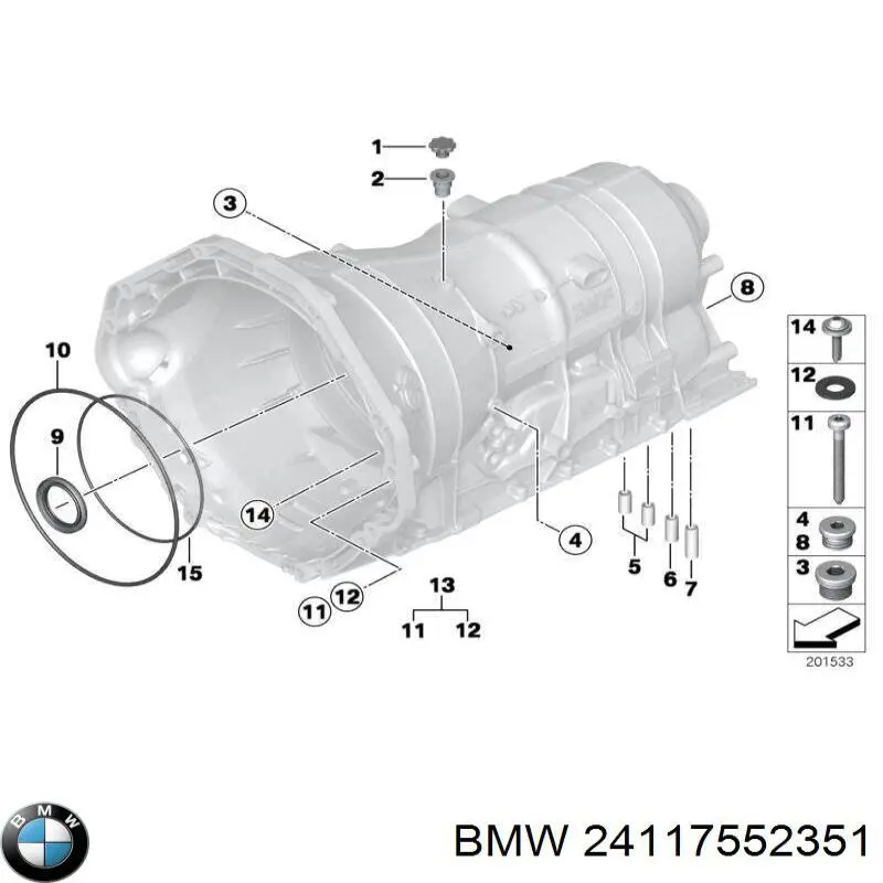 24100403388 BMW Tapón del cárter de la transmisión automática