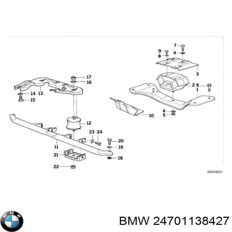 Soporte izquierdo de la transmisión 24701138427 BMW
