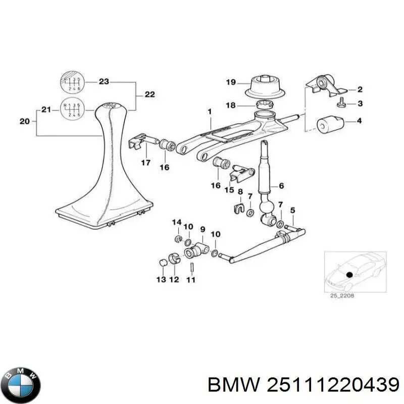 Barra de selección de la transmisión automática/manual para BMW 3 (E36)