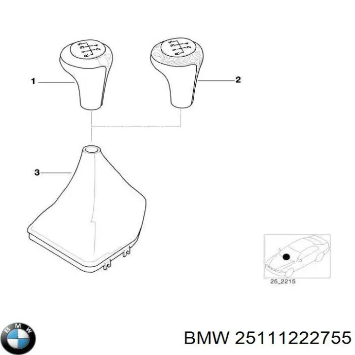 25111222755 BMW revestimiento de la palanca de cambio