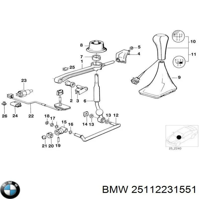 25112231551 BMW perilla de engranaje