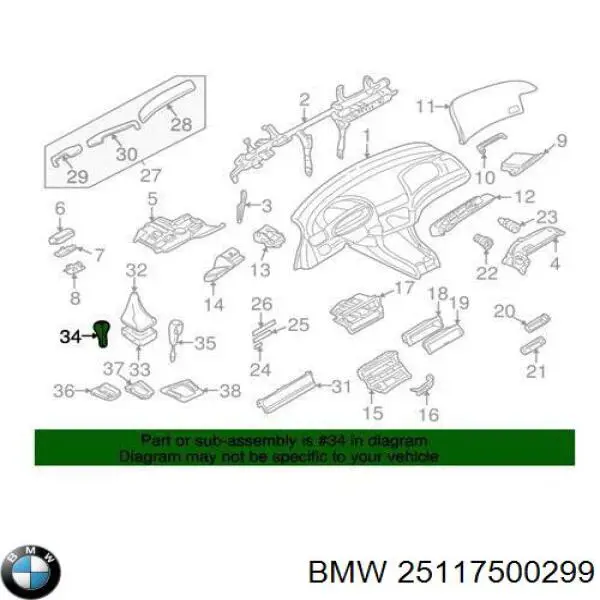 25117500299 BMW pomo de palanca de cambios
