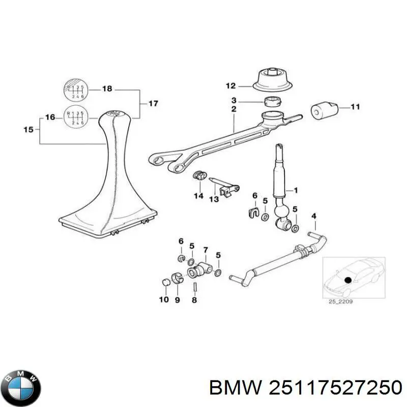 Palanca de cambios BMW 25117527250 precio, desde 178,34 EUR