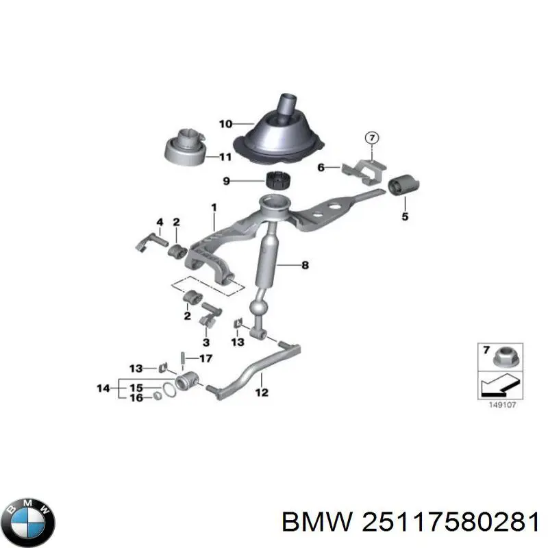 Casquillo palanca cambio 25117580281 BMW