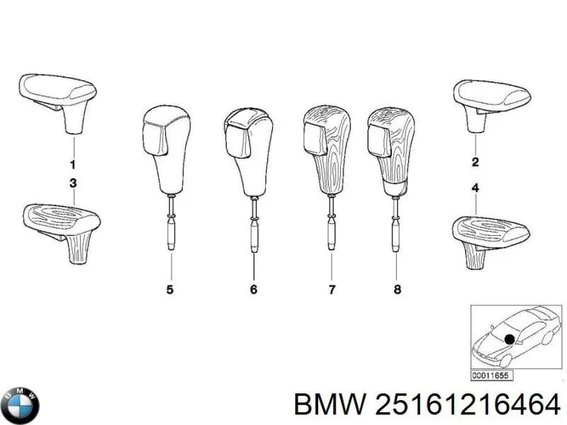Pomo de palanca de cambios BMW 25161216464 precio, desde  