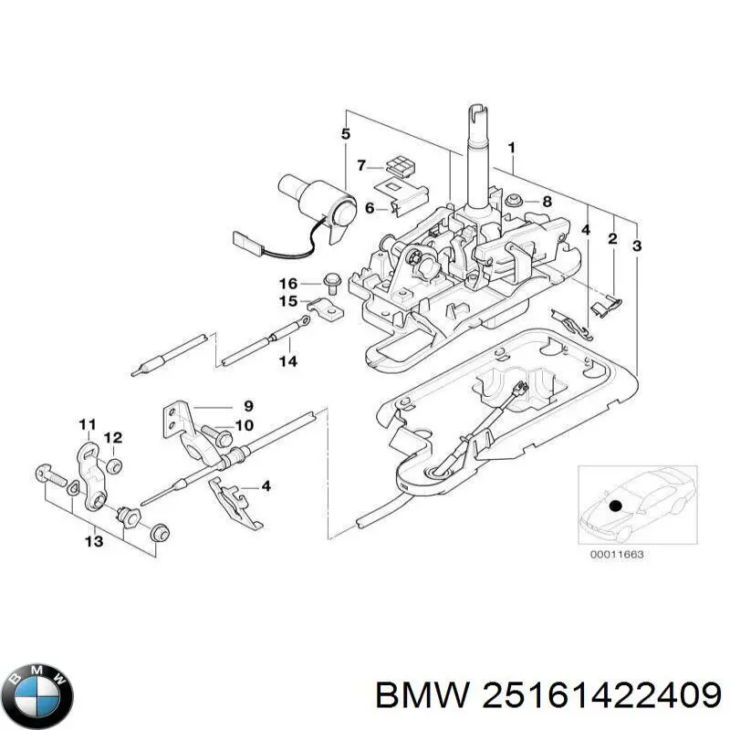 25161422409 BMW cable de caja de cambios