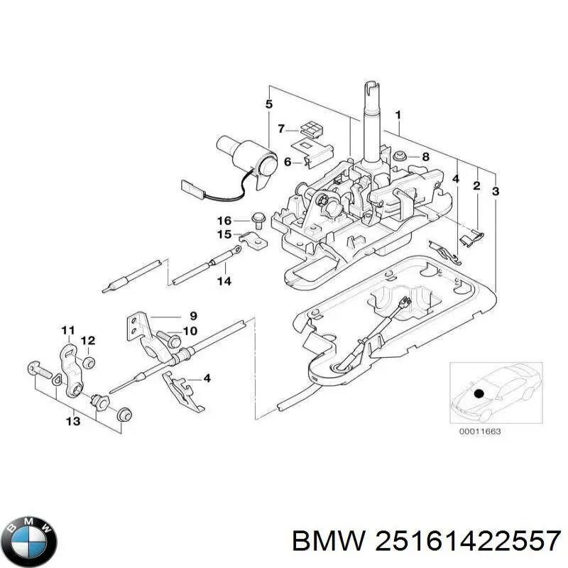 25161422557 BMW palanca selectora cambio de marcha