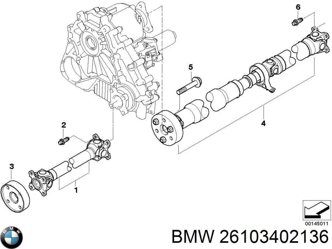 26103402136 BMW árbol cardán trasero completo