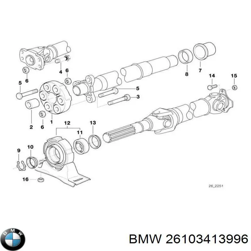 26103413996 BMW Rodamiento central del eje de transmisión