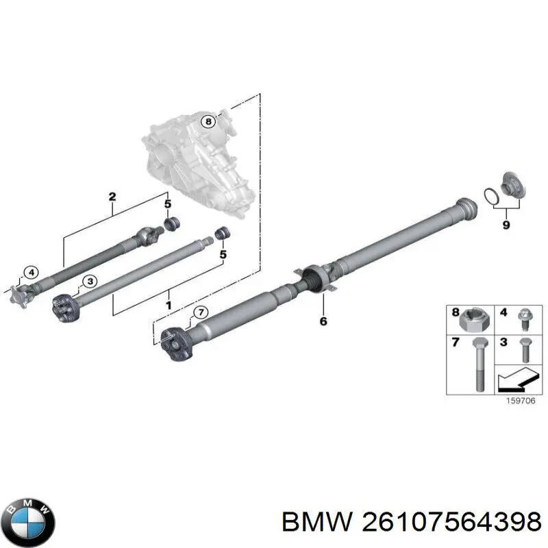 26107564398 BMW árbol cardán trasero completo