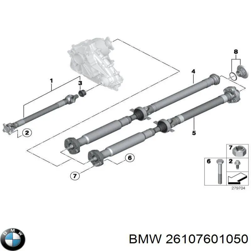 26107601050 BMW árbol cardán trasero completo