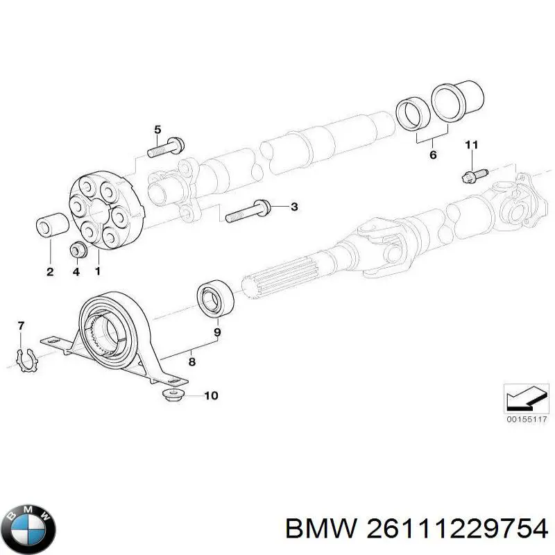 26111229754 BMW Acoplamiento elástico delantero del cardán