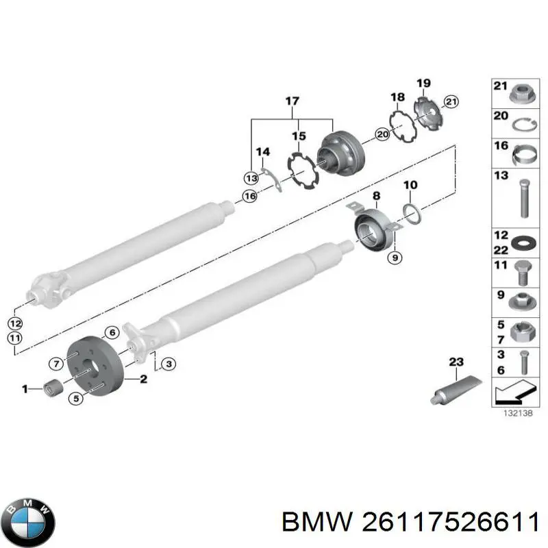 Comprar 26117526611 BMW Buje centrador del eje de transmisión