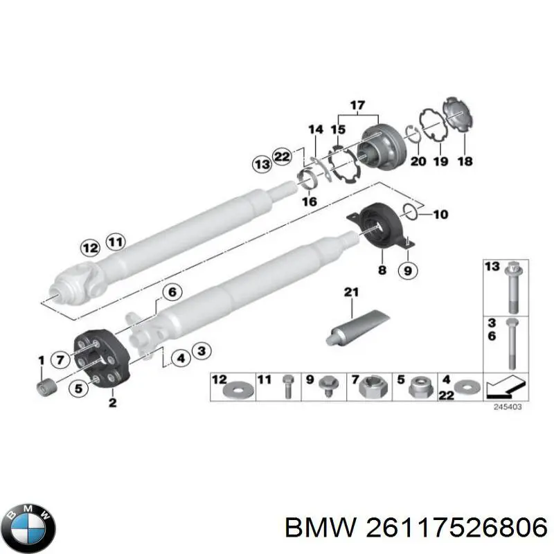 26117526806 BMW manguito de eje central de transmision