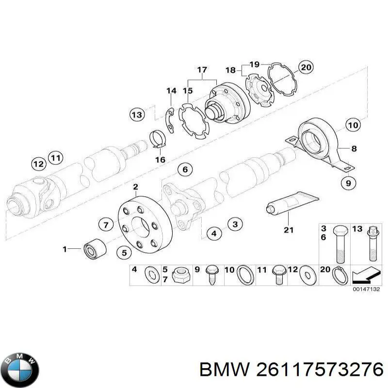 Acoplamiento elástico delantero del cardán 26117573276 BMW