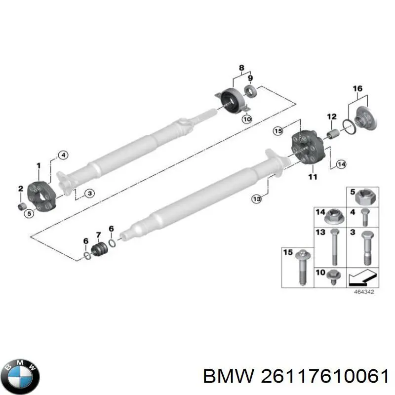 Comprar 26117610061 BMW Acoplamiento elástico del cardán delantero/trasero
