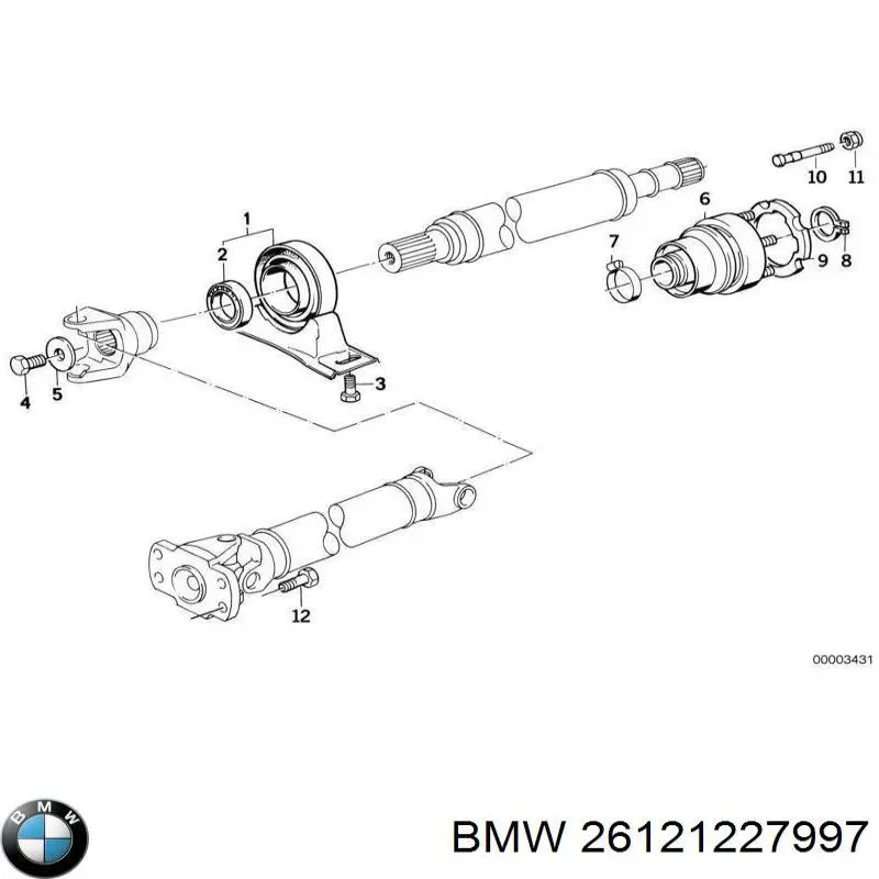 Rodamiento central del eje de transmisión 26121227997 BMW